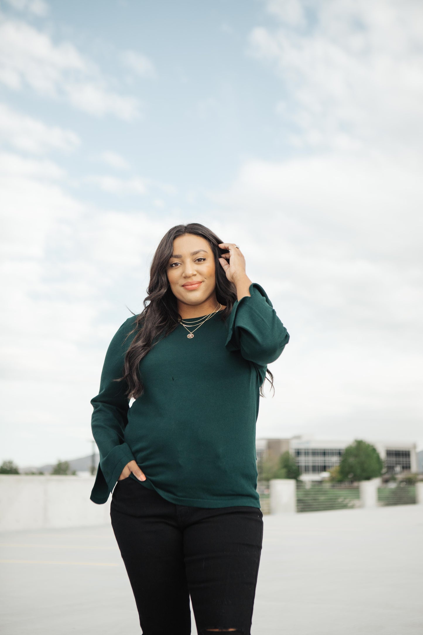 Elvira Hole In One Hunter Green Sweater
