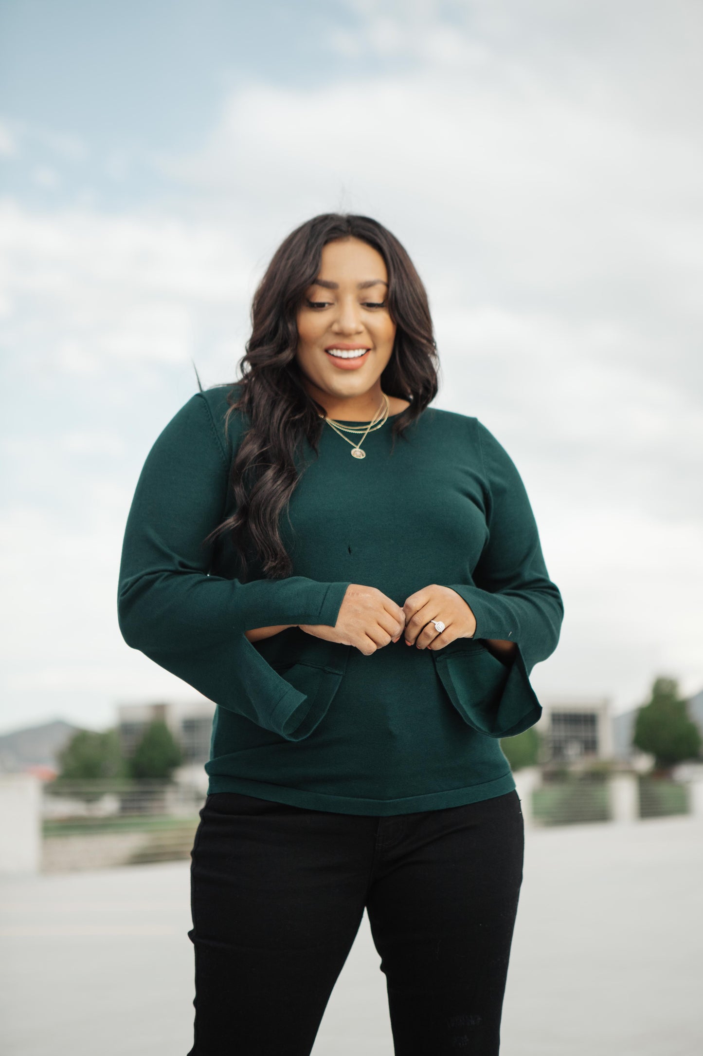 Elvira Hole In One Hunter Green Sweater