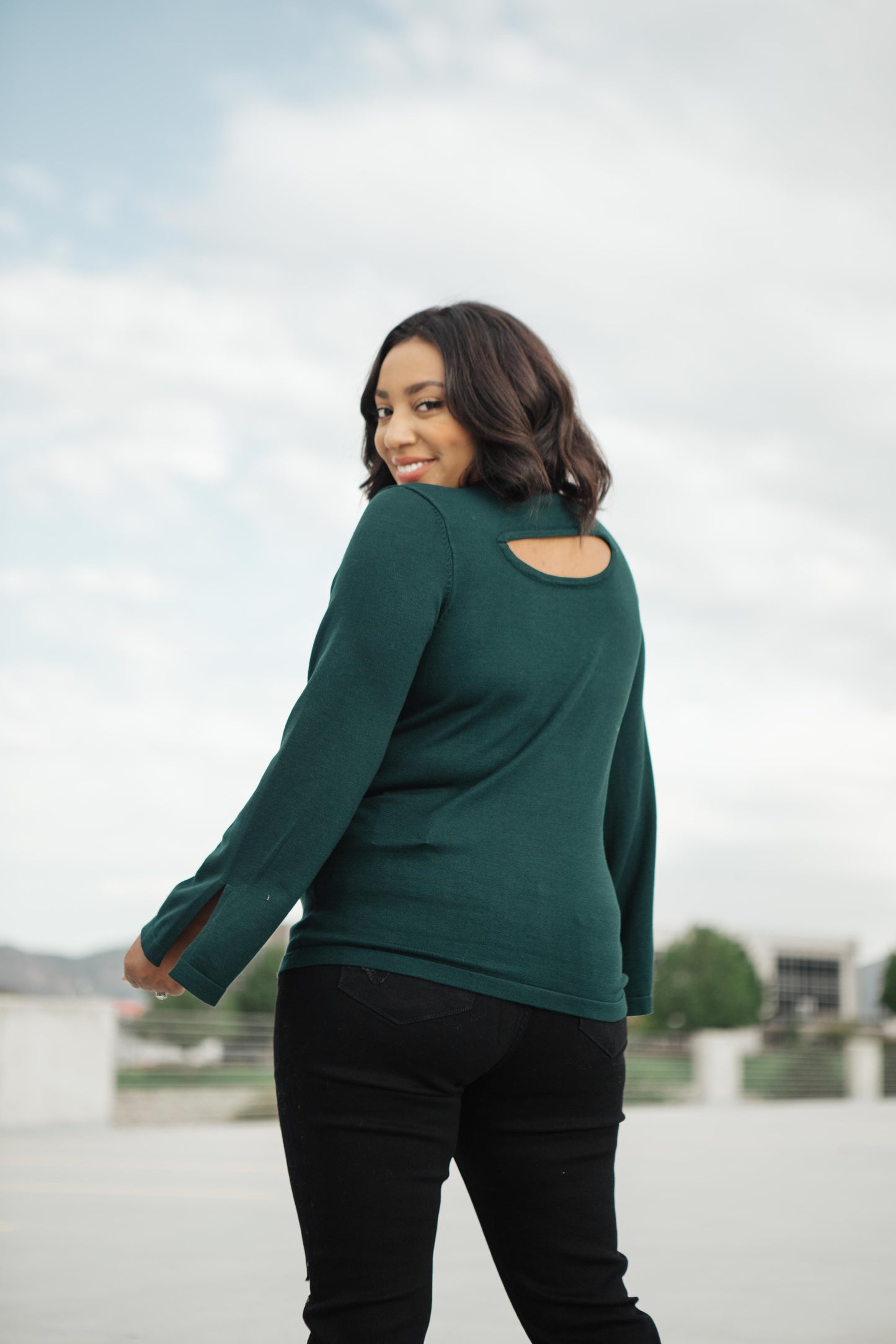 Elvira Hole In One Hunter Green Sweater