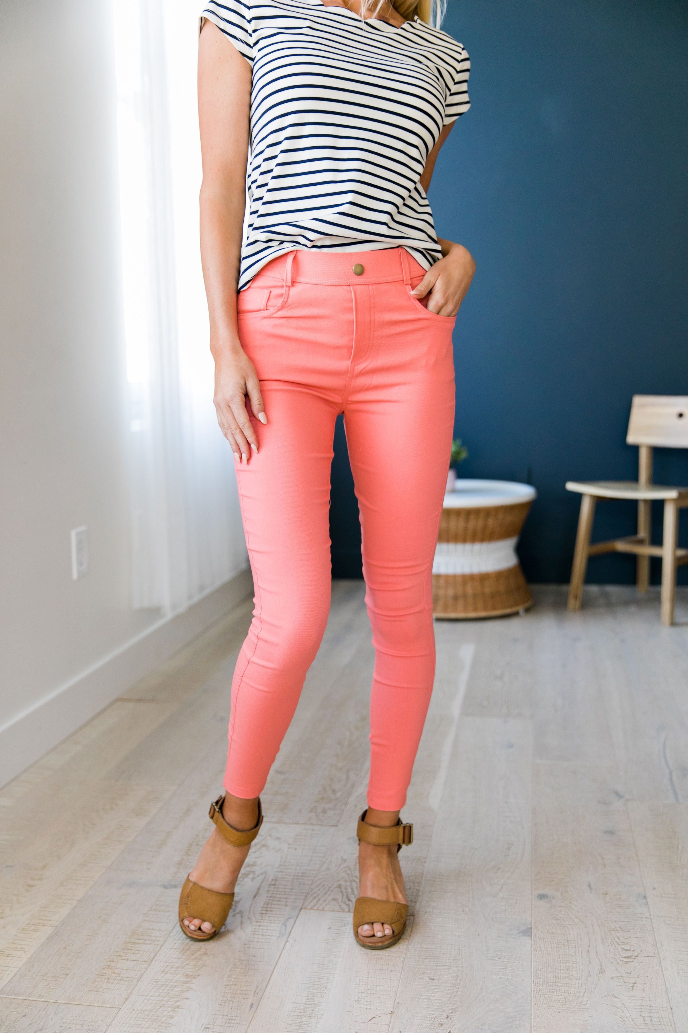 Everyday Colored Jeggings in Coral