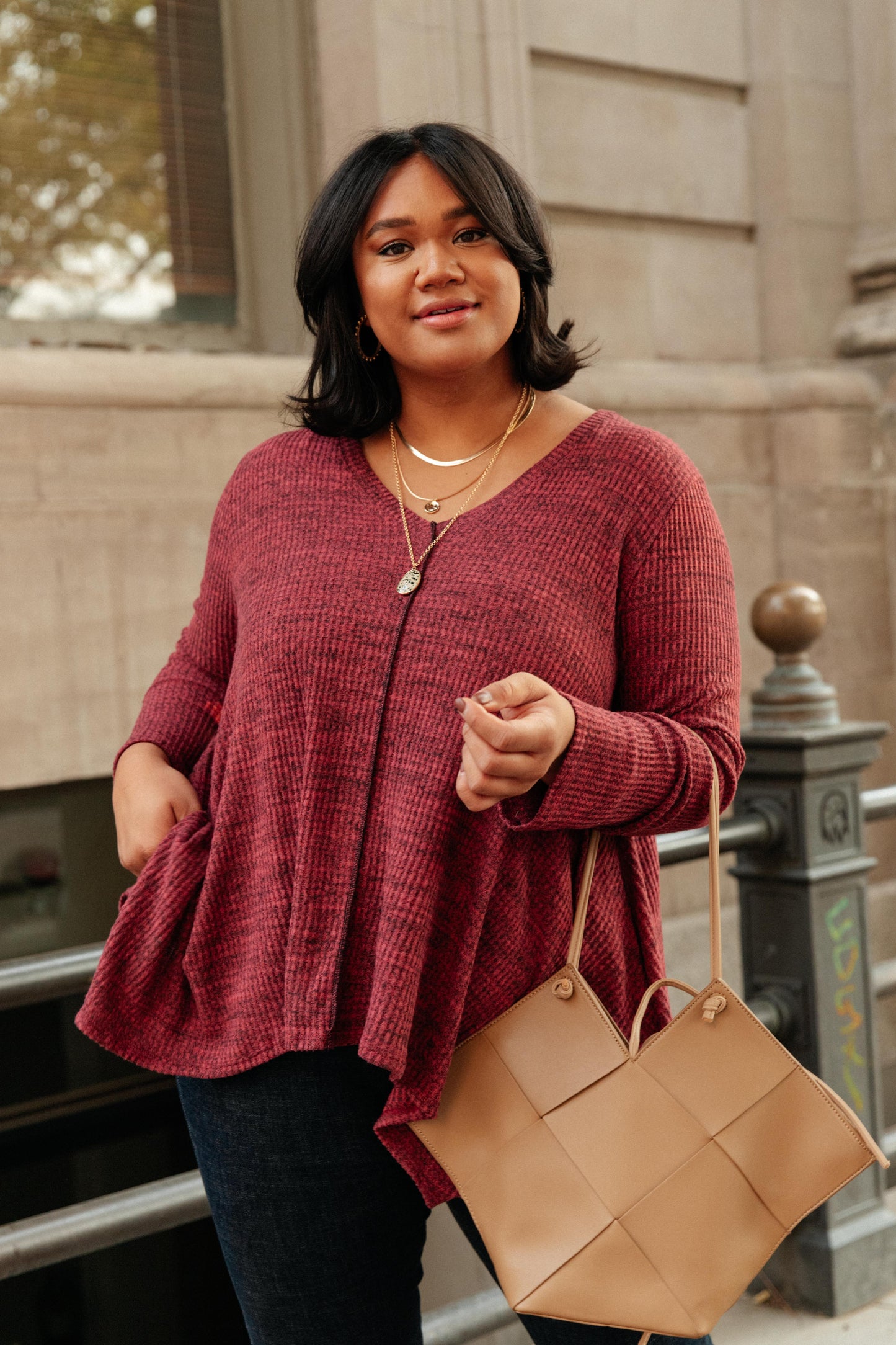 Woven Tote in Brown
