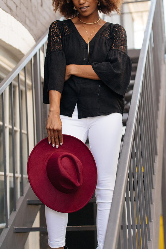 Felicity Flat Brim Hat In Wine- 9/22/2020