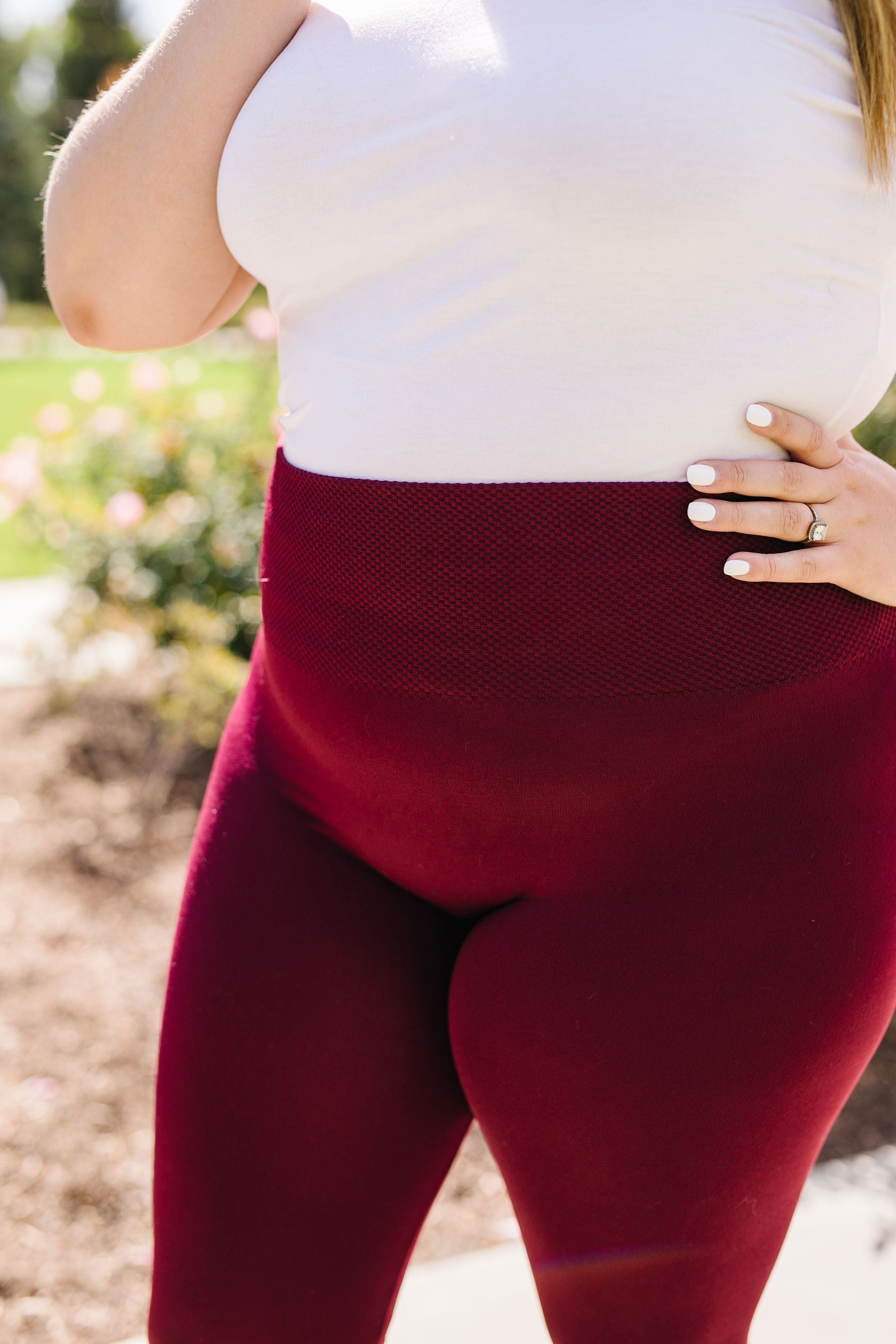 Burgundy fleece lined leggings hotsell