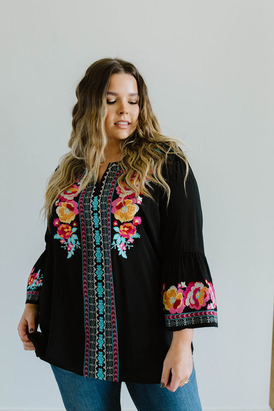 Flowers & Bells Embroidered Blouse
