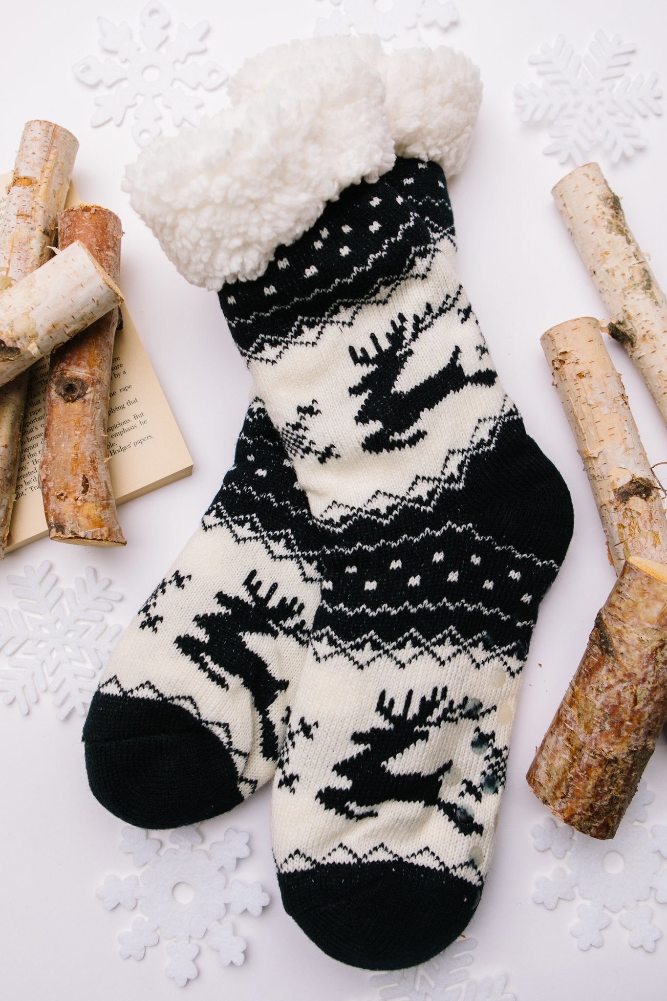 Fuzzy Holiday Socks In Black