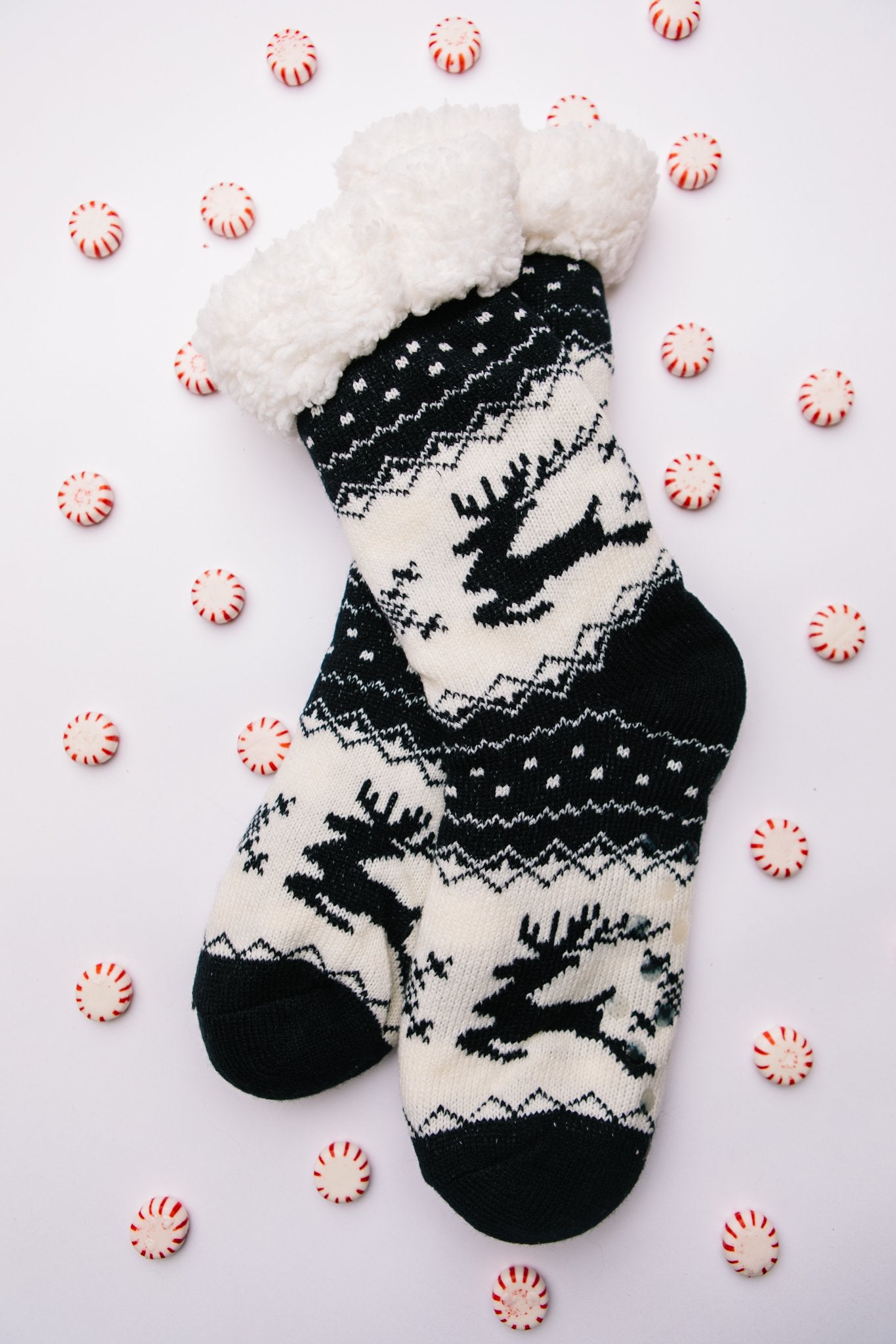 Fuzzy Holiday Socks In Black