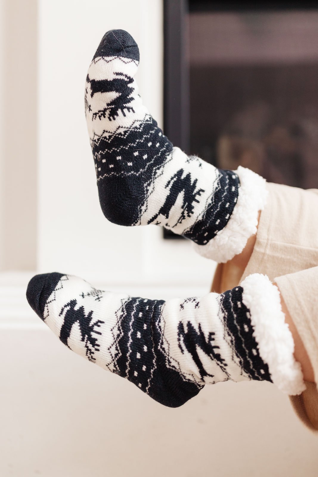 Fuzzy Holiday Socks In Black