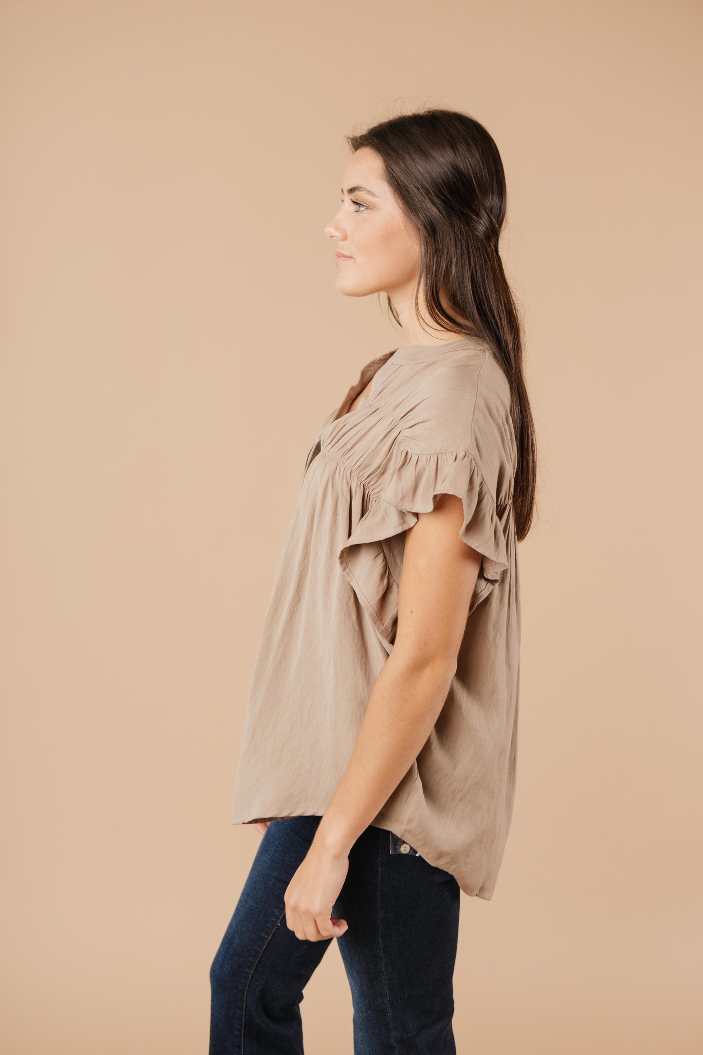 Gather Round Mocha Button Down