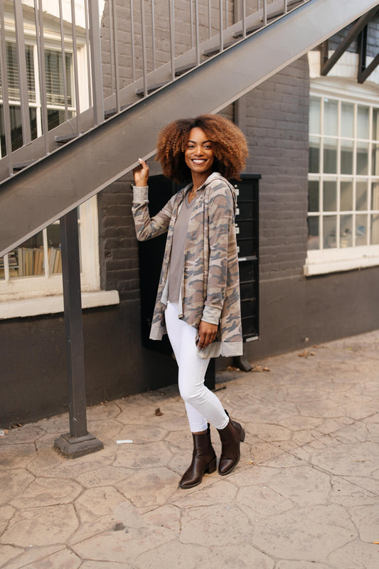 Go Girl Go Camo Hooded Camo Cardigan