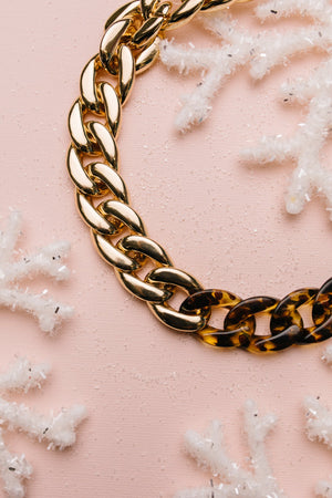 Gold & Tortoise Chunky Chain Necklace