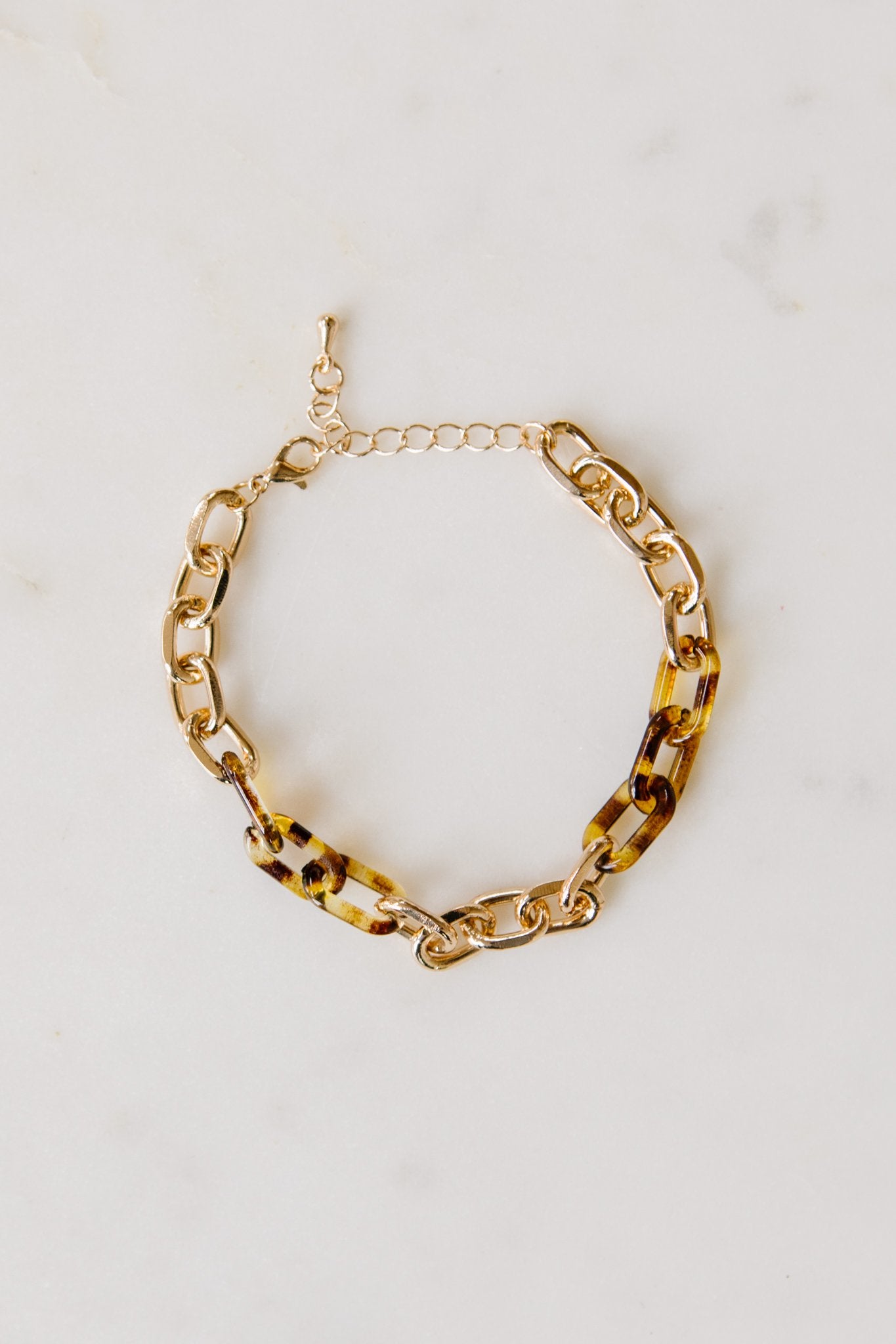 Gold & Tortoise Small Chain Bracelet