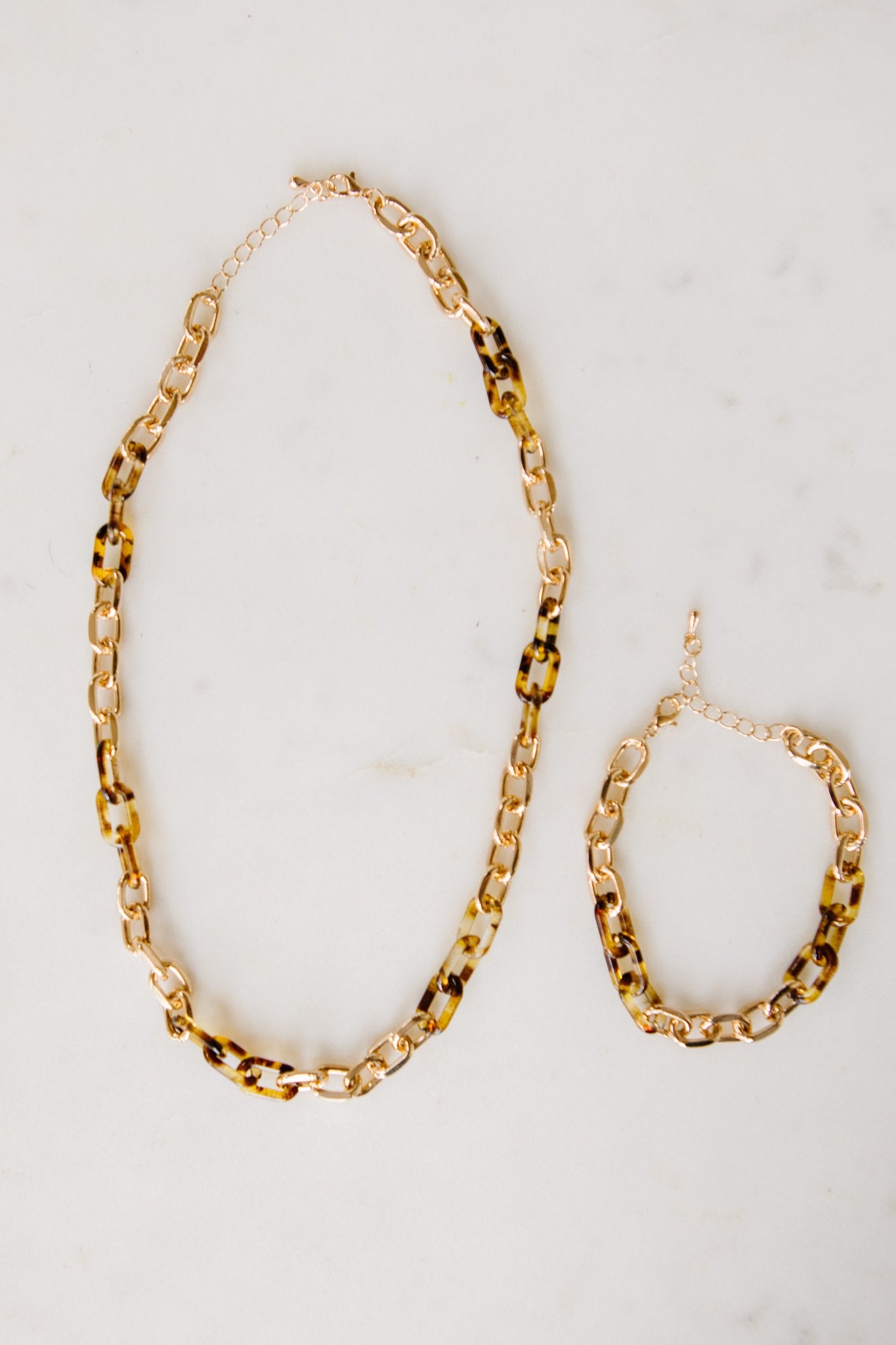 Gold & Tortoise Small Chain Bracelet