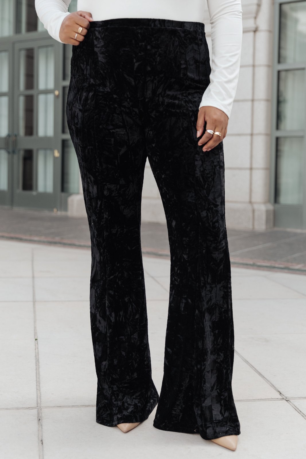 Groovy Chick Bell Bottom Leggings In Black