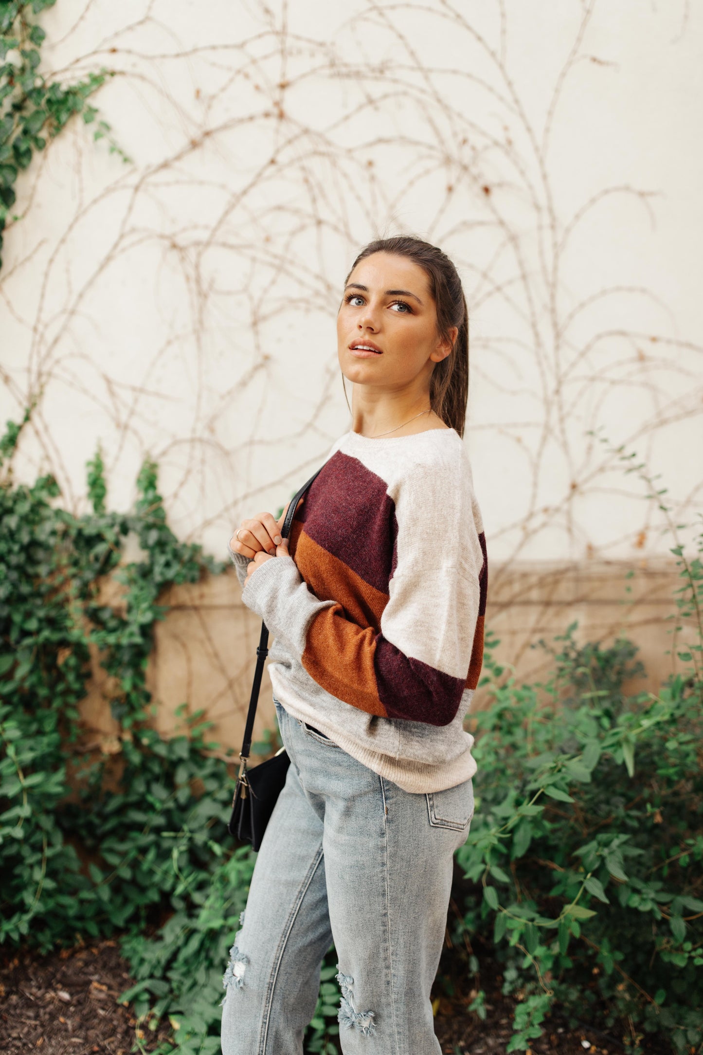 Heathered Heaven Striped Sweater In Fall Colors