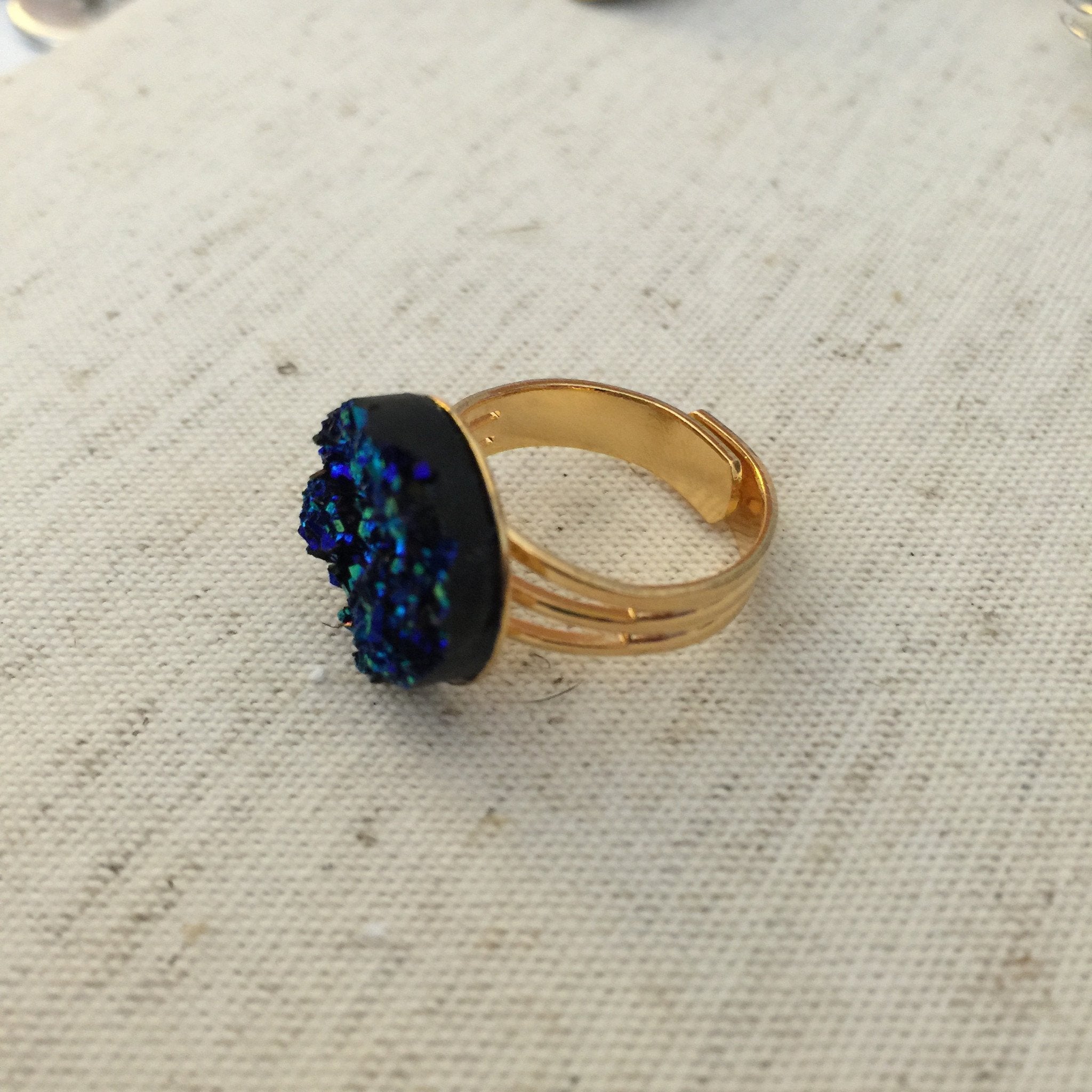 Blue Druzy Ring
