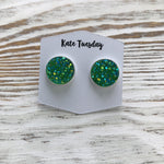Green Grass Sparkle Druzy Earrings
