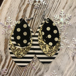 4 Layer Glitter Stripe Dot Holiday Leather Hang Earrings