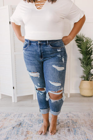 Just My Type Destroyed Boyfriend Jeans