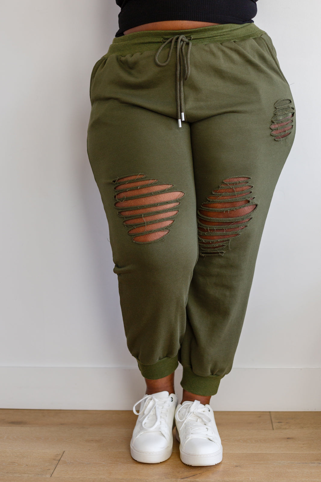 Kick Back Distressed Joggers in Olive