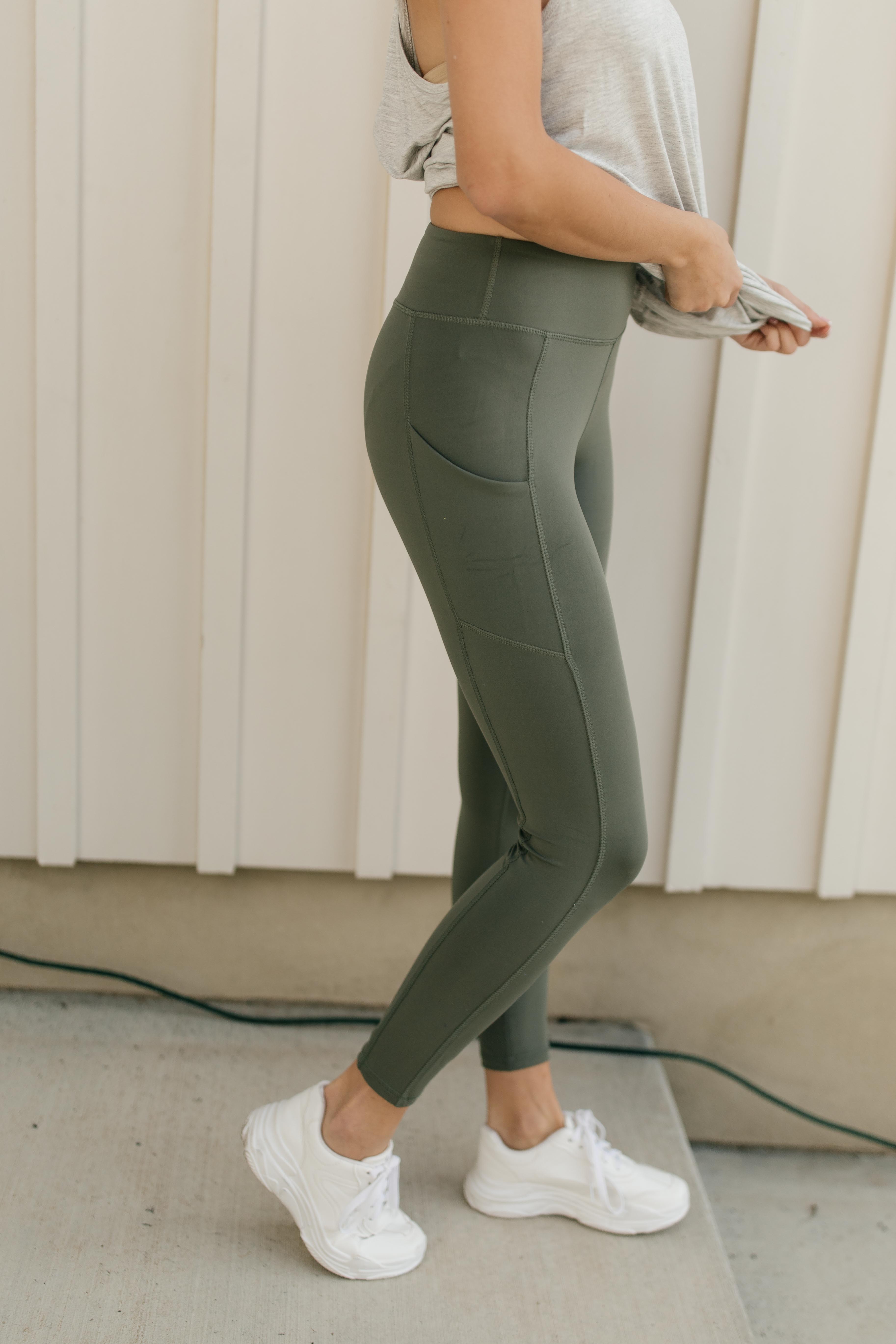 Sage Green Snatched Rib Cuffed Detail Leggings