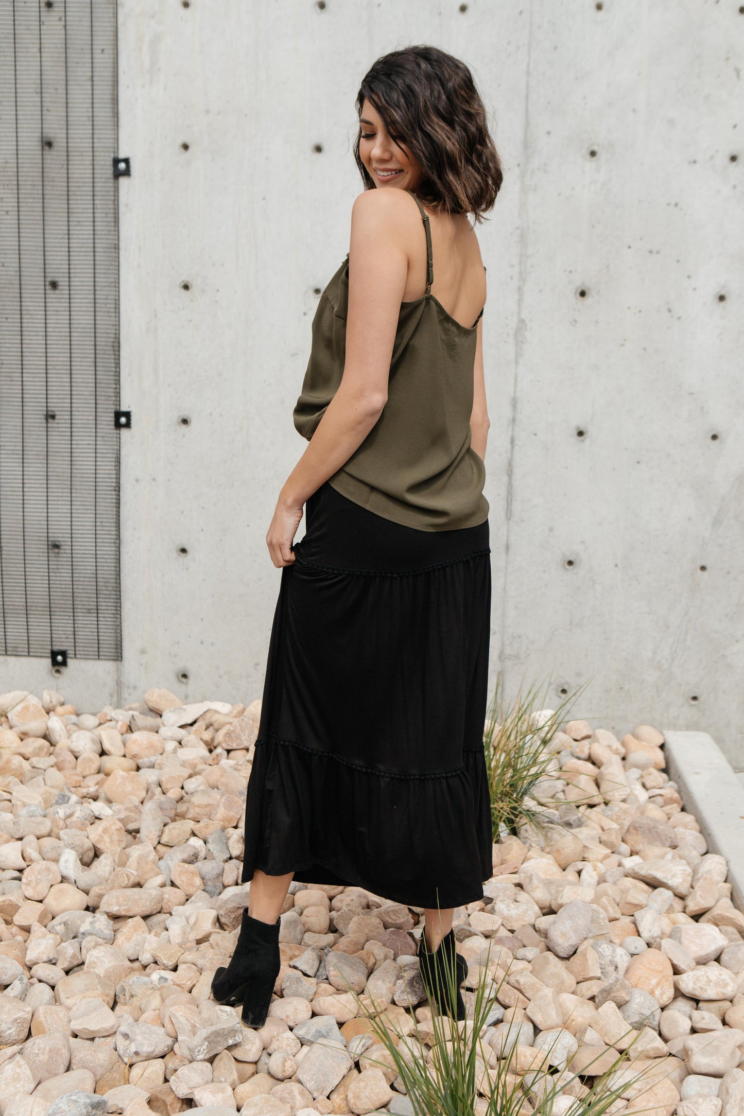 Lace Applique Camisole In Olive