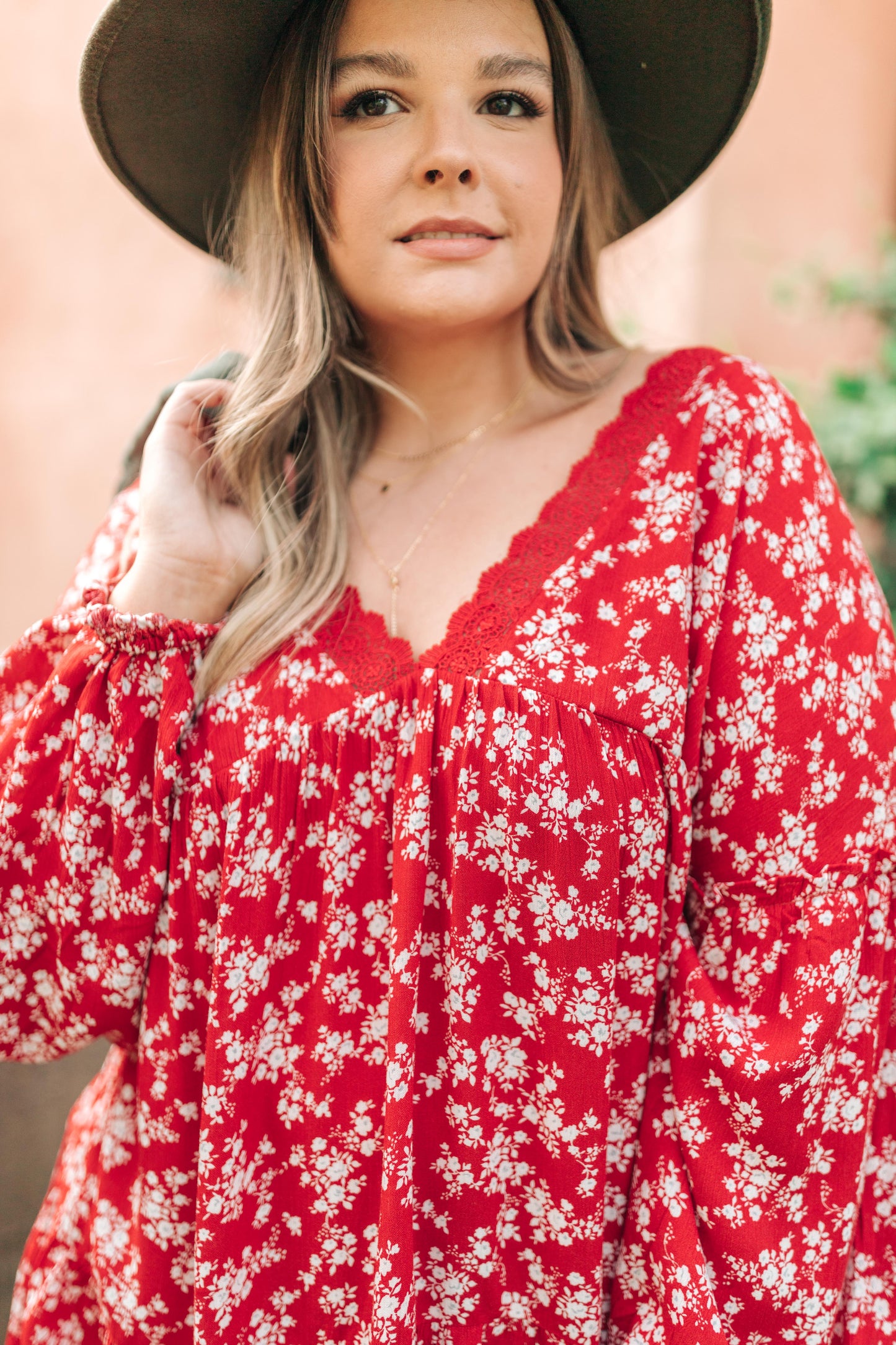 Lace Trimmed Floral Blouse