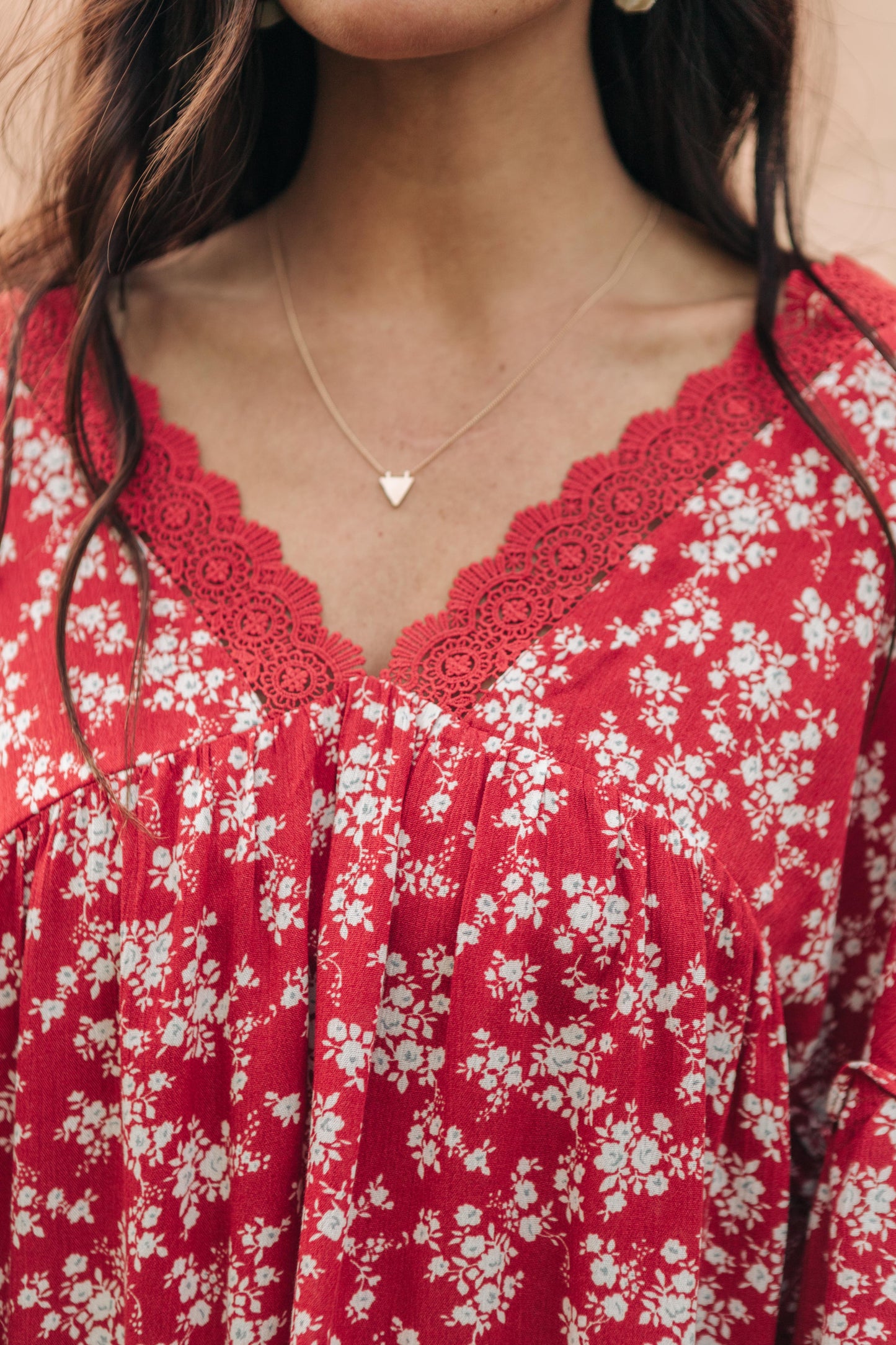 Lace Trimmed Floral Blouse