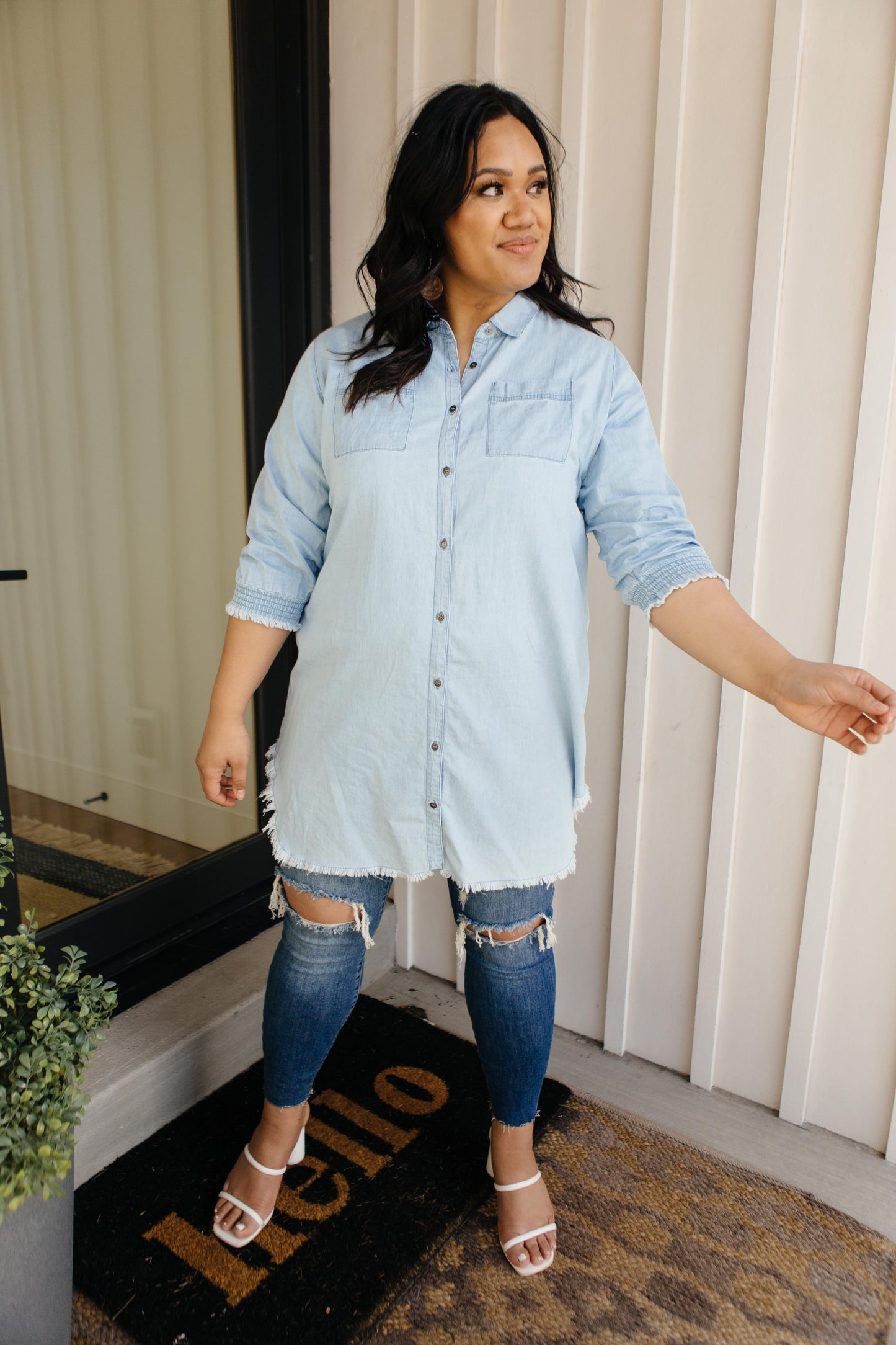 Leila Denim Button-Up