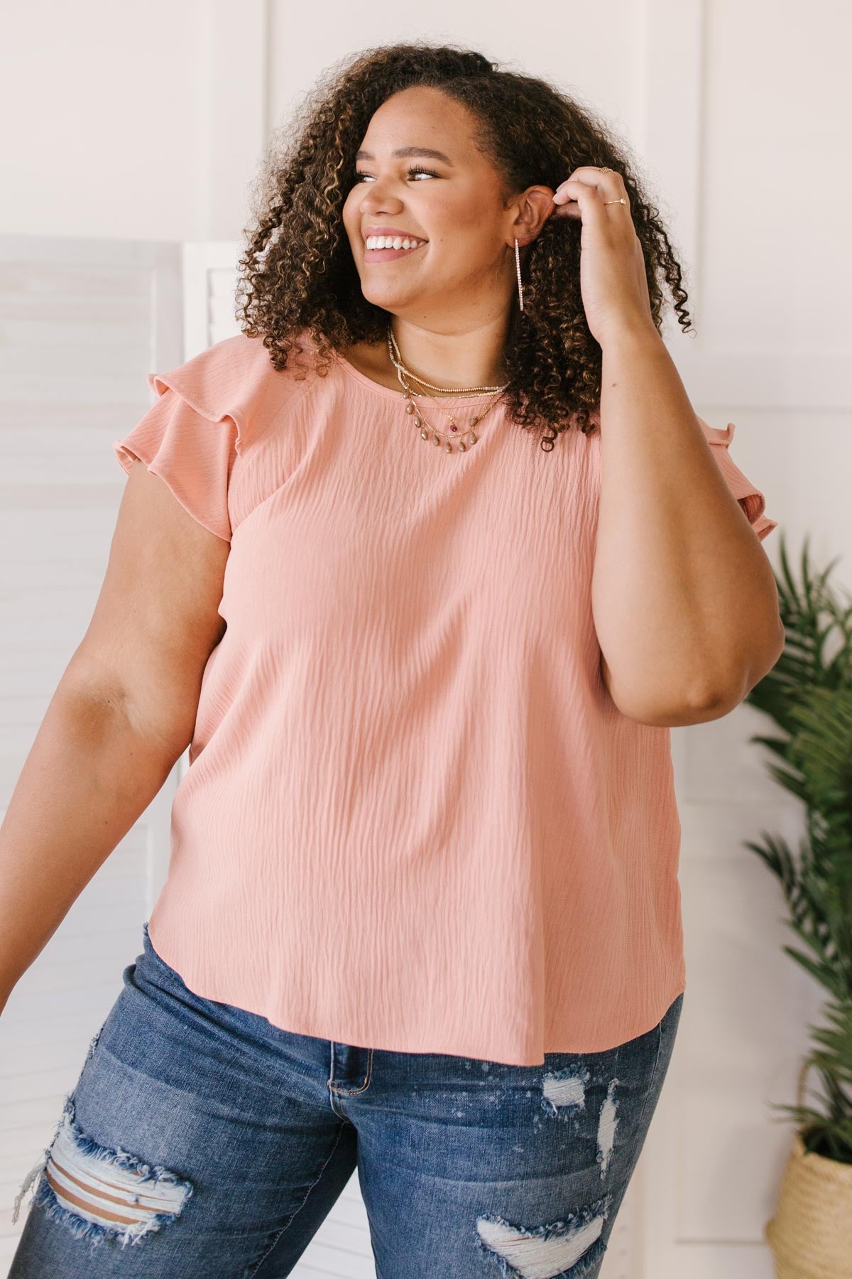 Light and Linen Top in Coral