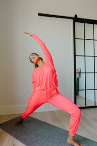Lounging In Color Joggers In Neon Coral