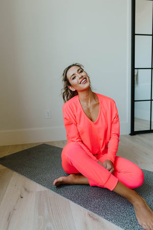 Lounging In Color Joggers In Neon Coral