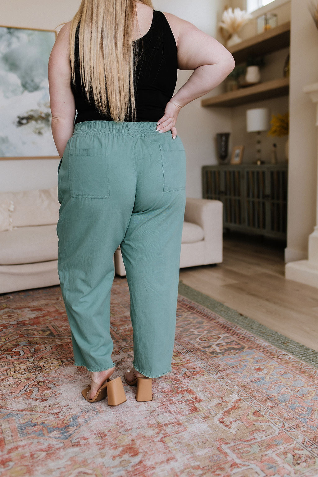 Love Me Dearly High Waisted Pants in Jade