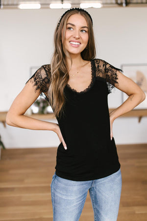 Lovely Lace Tee In Black