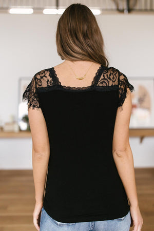 Lovely Lace Tee In Black