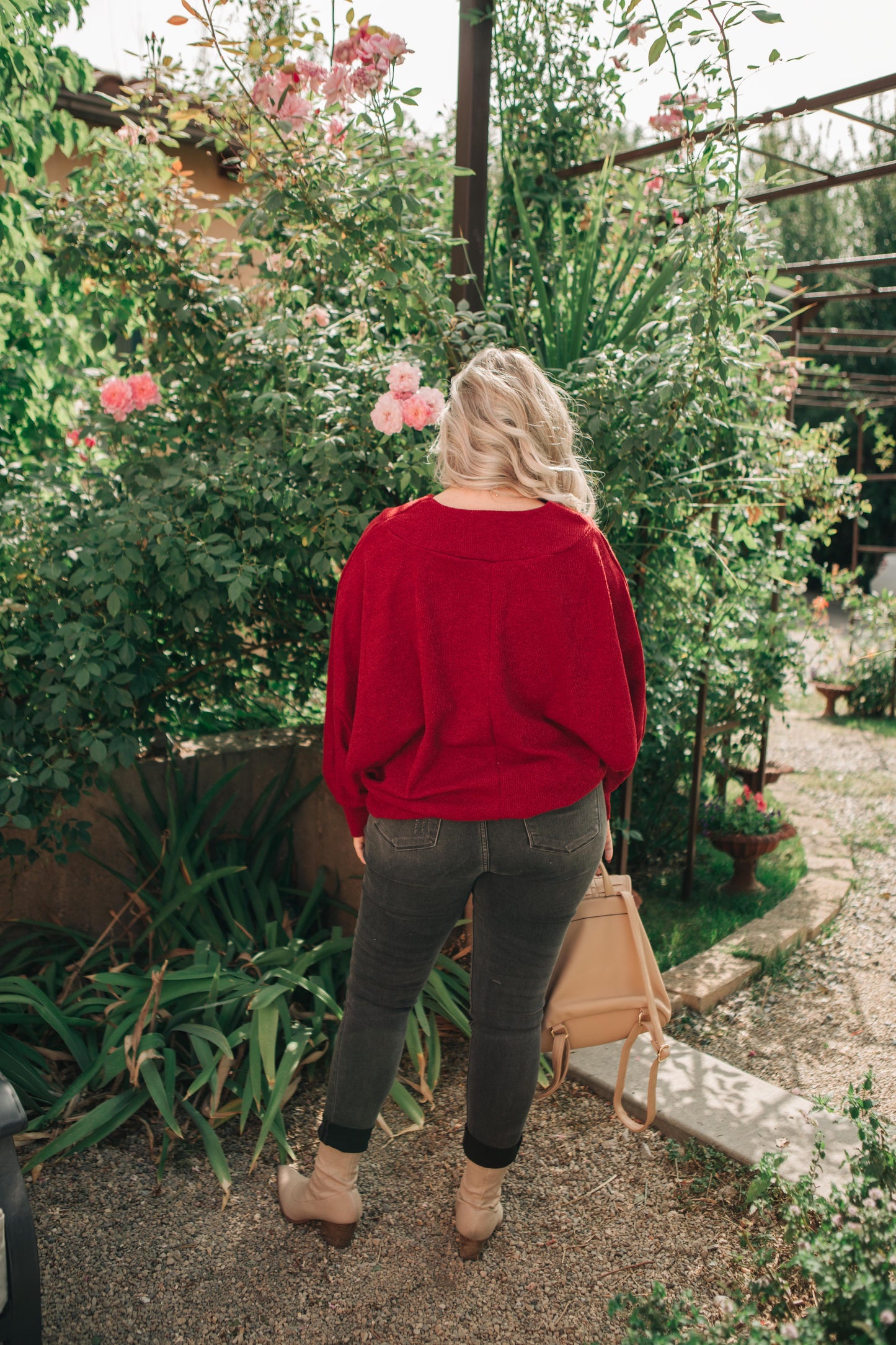 Magnificent V-Neck Top In Wine