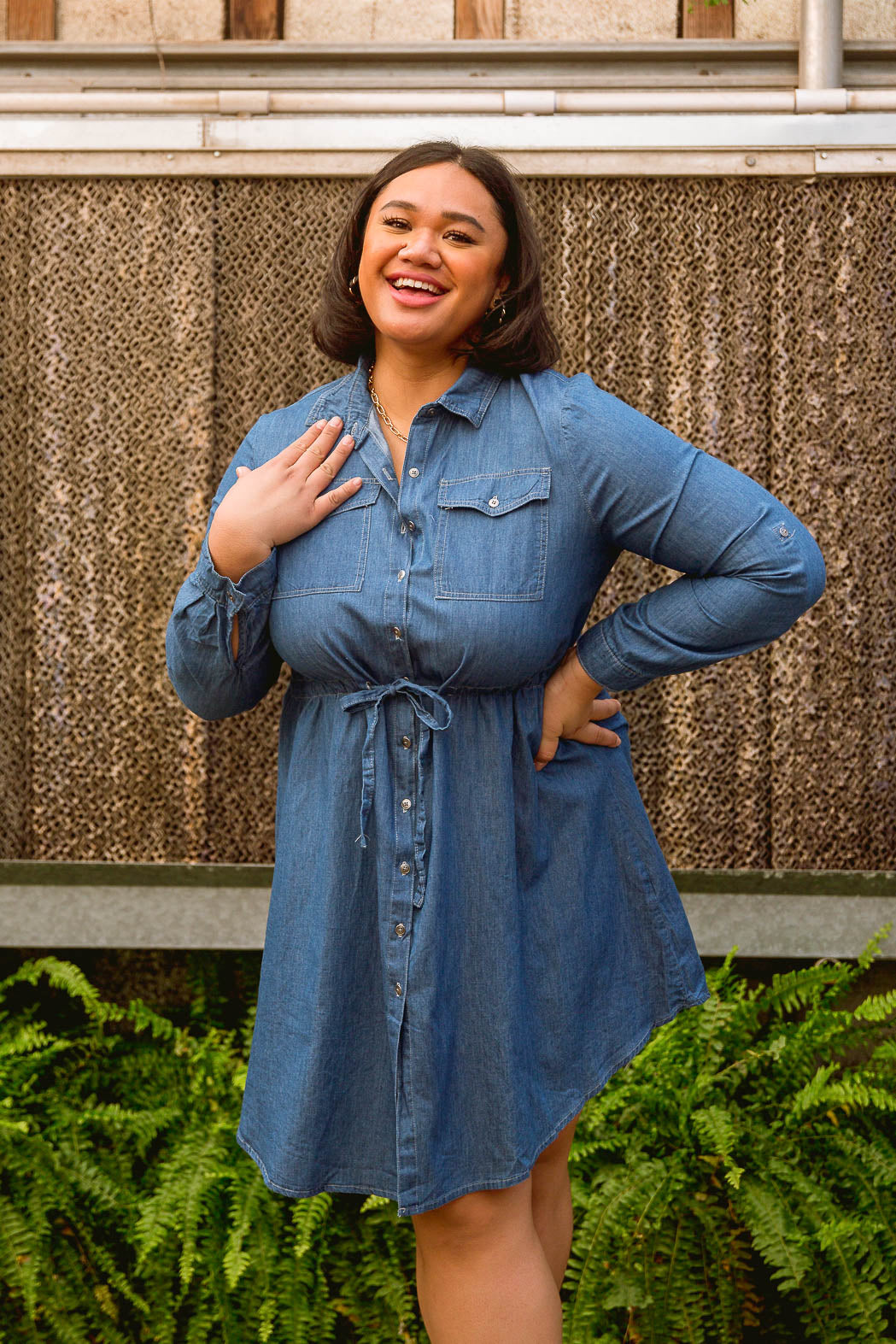 blue blush denim dress Denim Button Up Dress – Blush Boutique and Tan main image 1