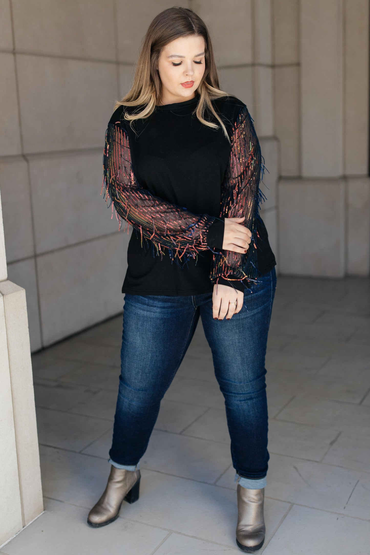 Not So Basic Tinsel Top