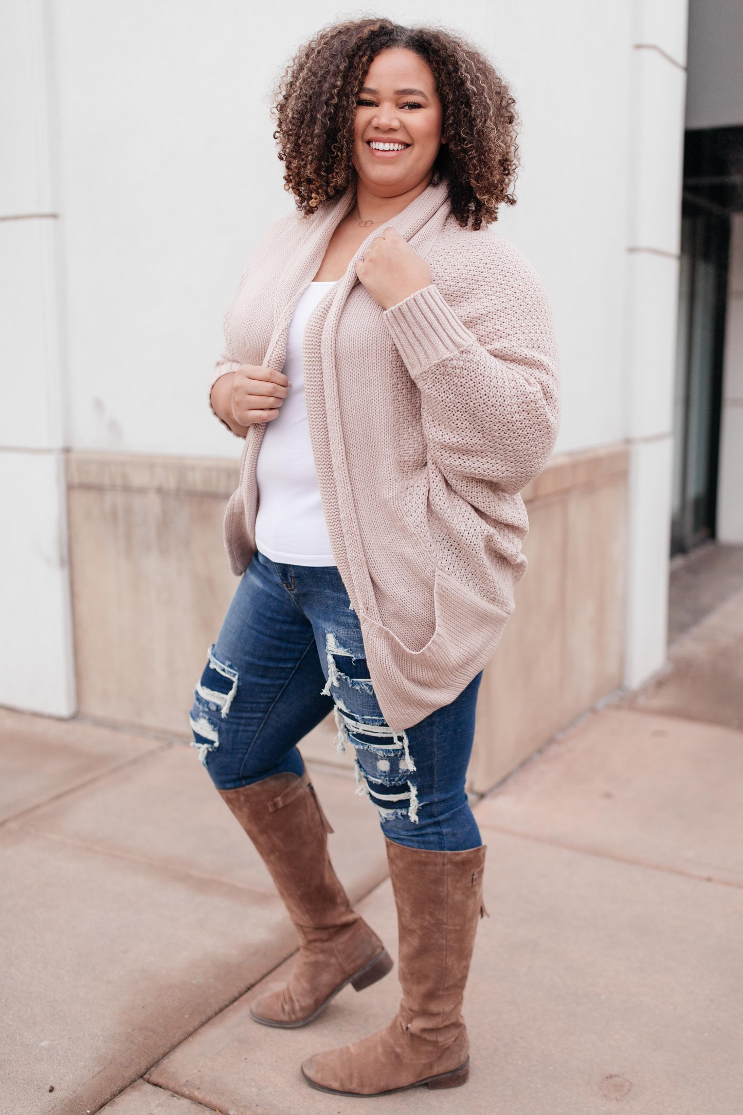 Not Your Grandmother's Cardigan in Beige