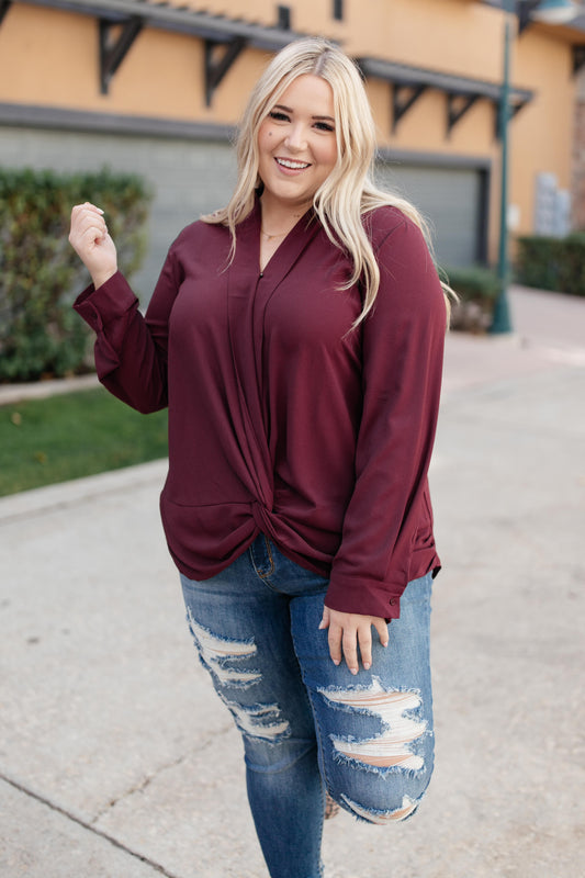 Office Miss Top in Burgundy
