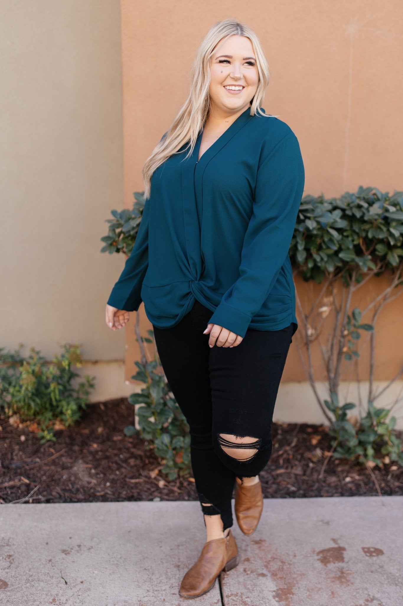 Office Miss Top in Teal