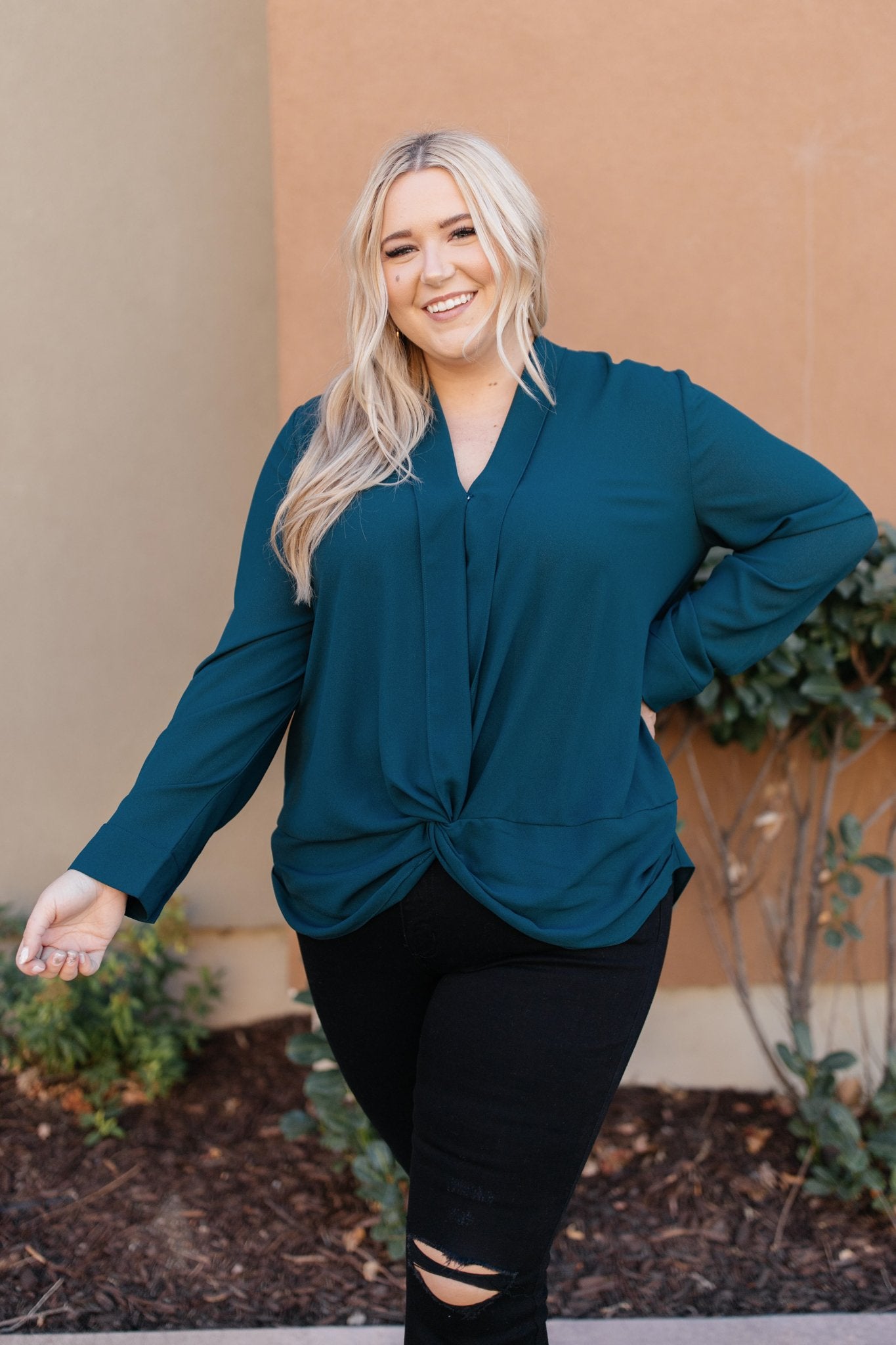 Office Miss Top in Teal