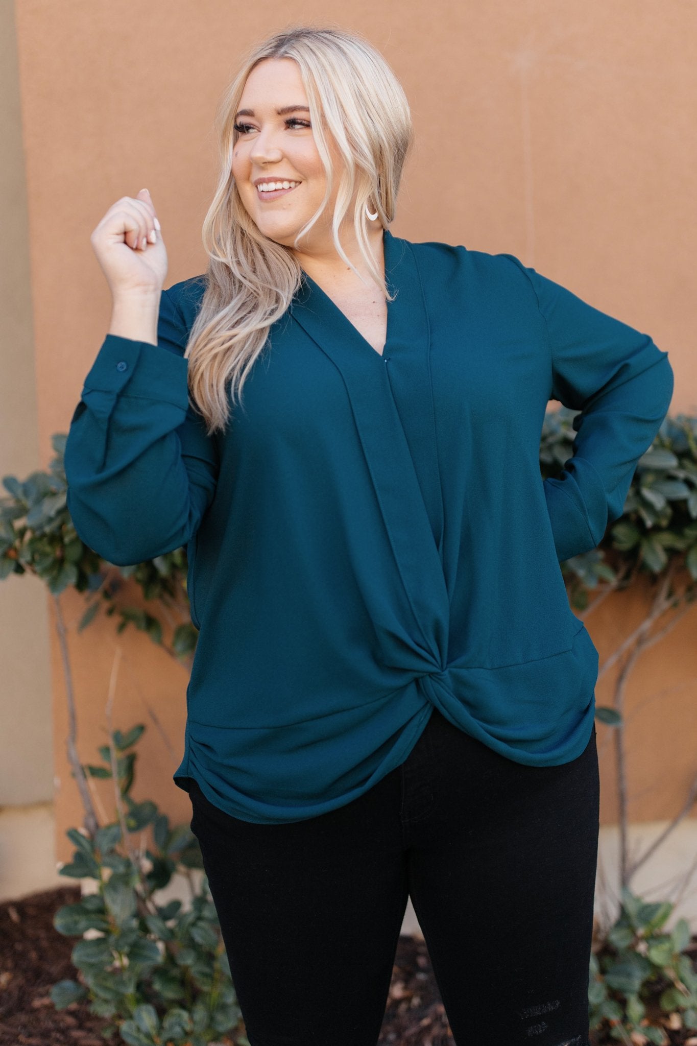 Office Miss Top in Teal