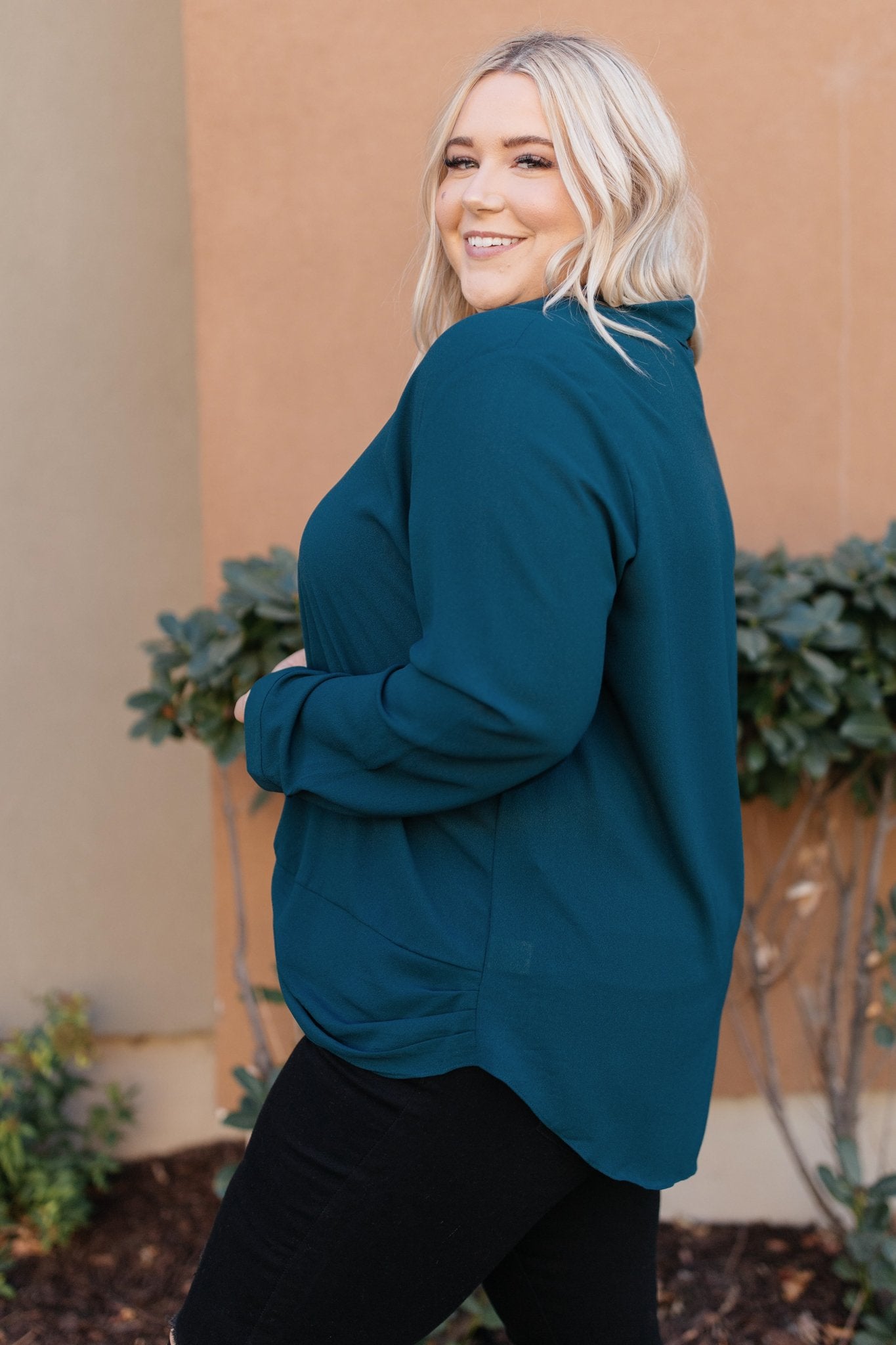 Office Miss Top in Teal