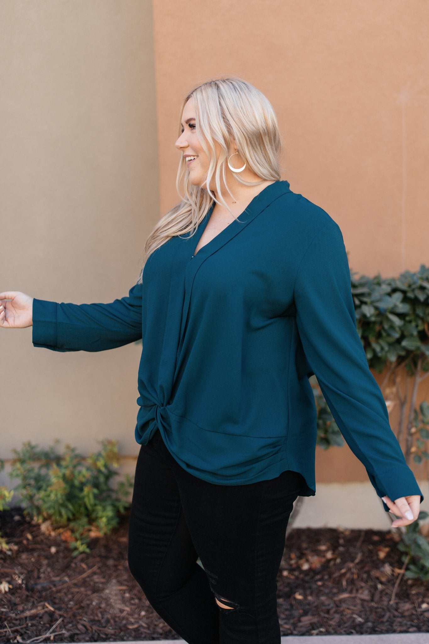 Office Miss Top in Teal