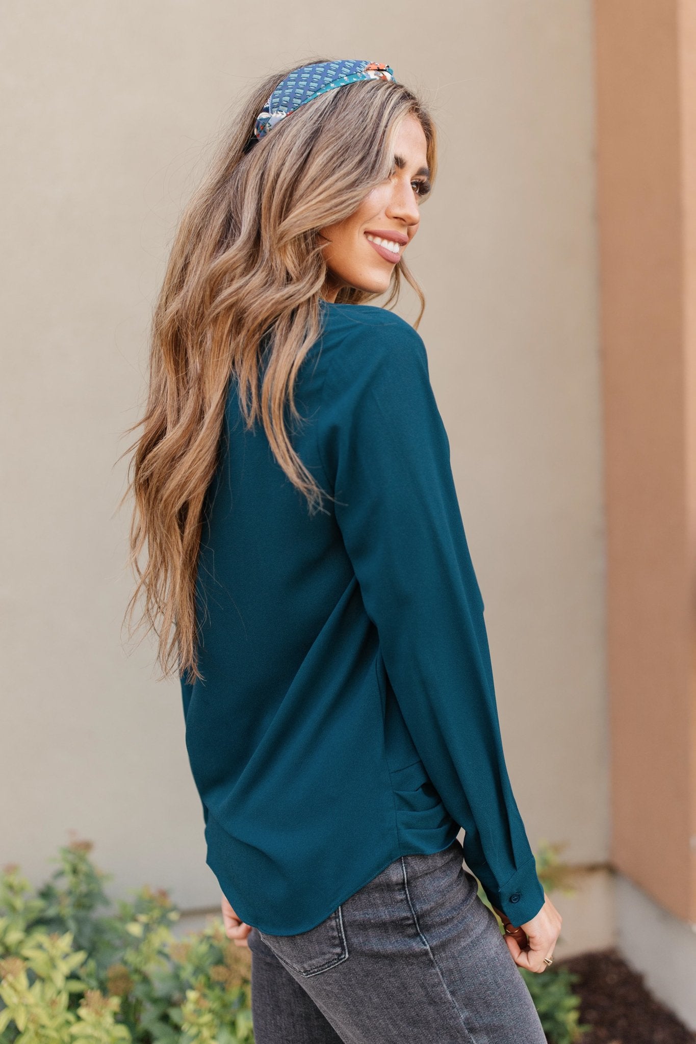 Office Miss Top in Teal