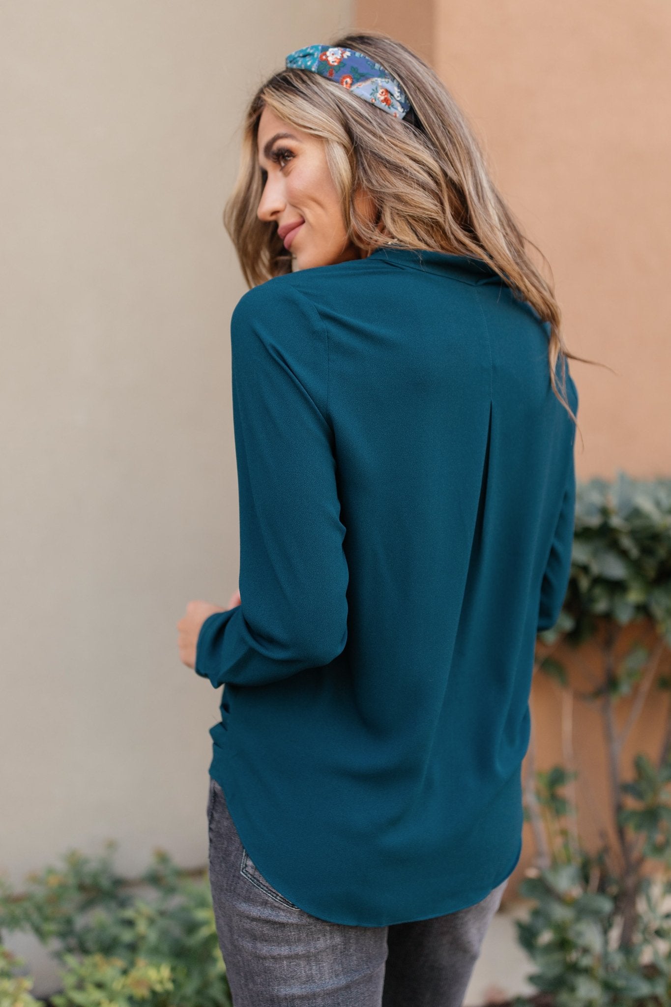 Office Miss Top in Teal