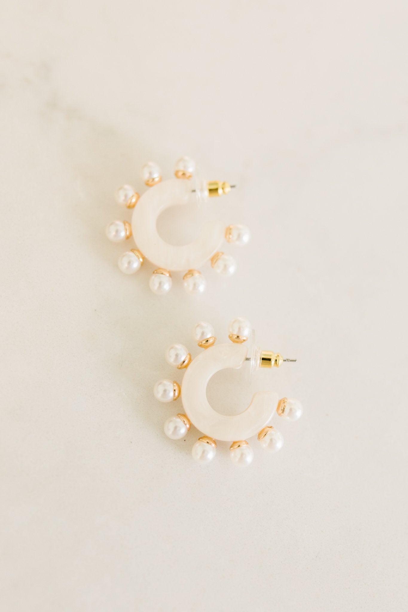 Pearl Accent Earrings in Ivory