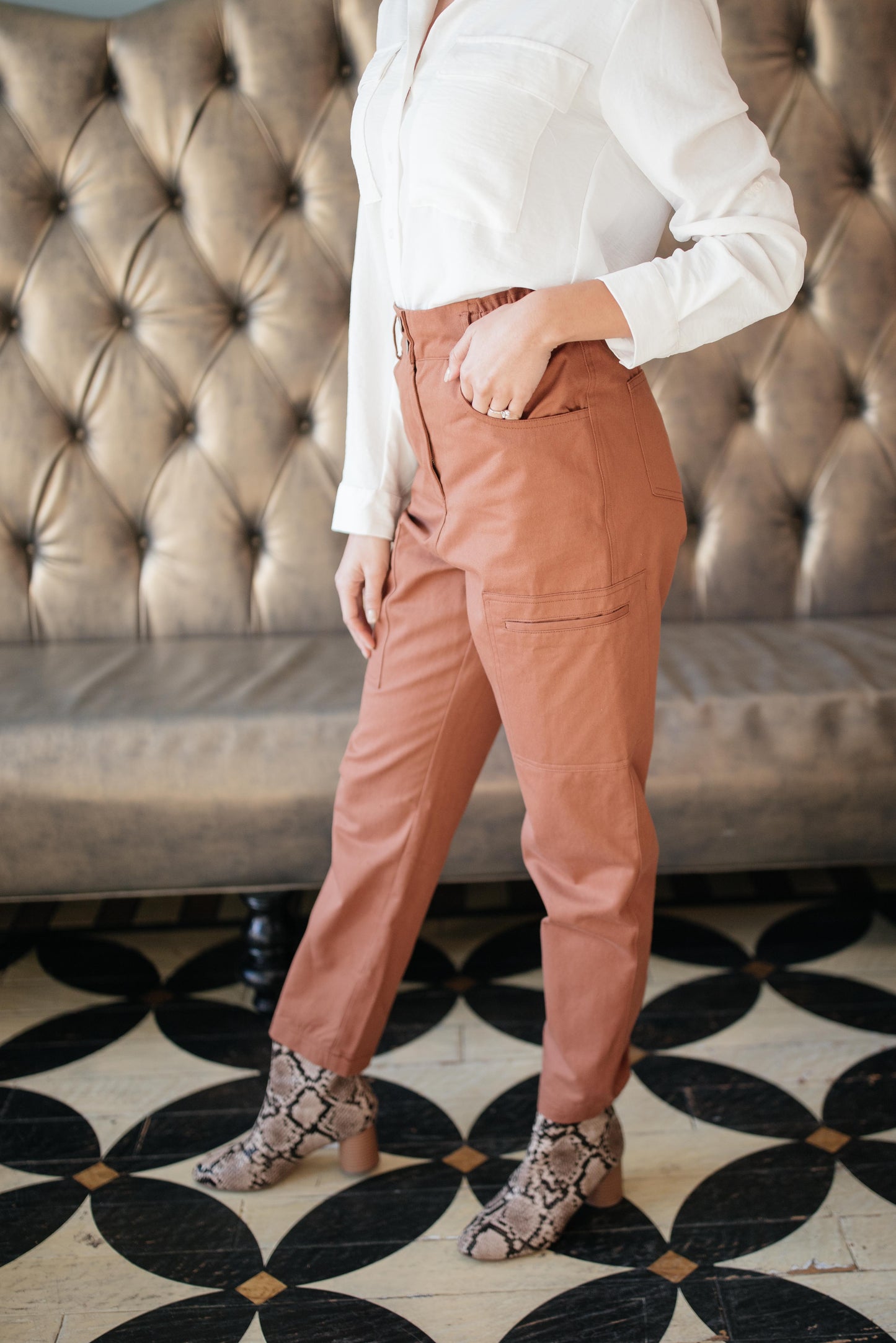 Peighton Paper Bag Pants in Camel
