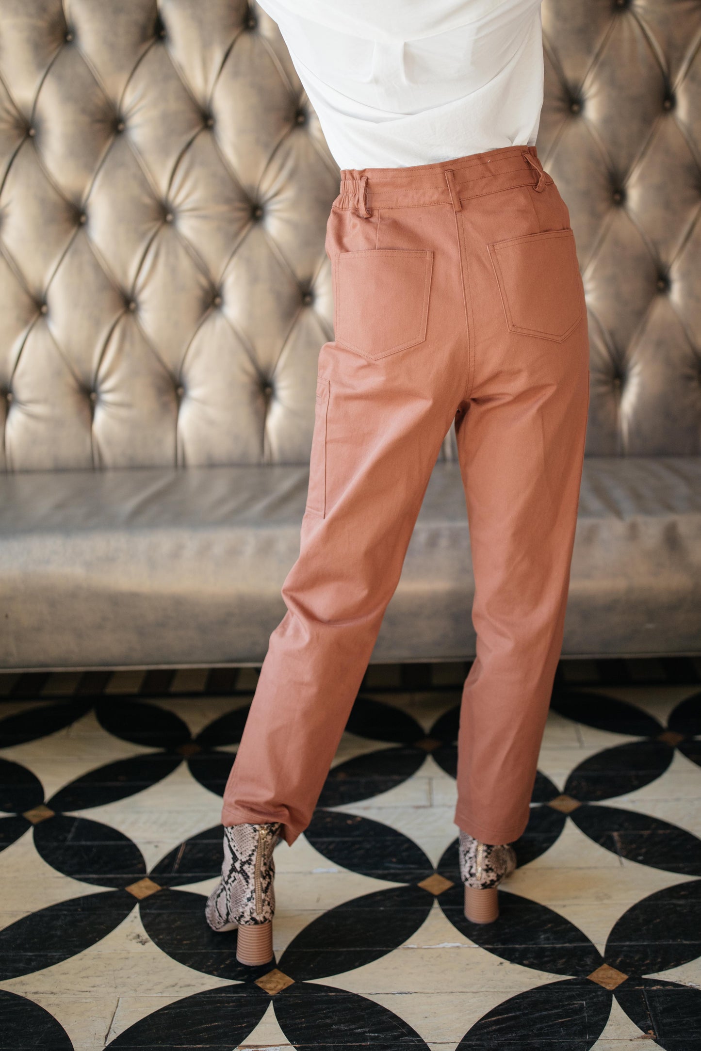 Peighton Paper Bag Pants in Camel