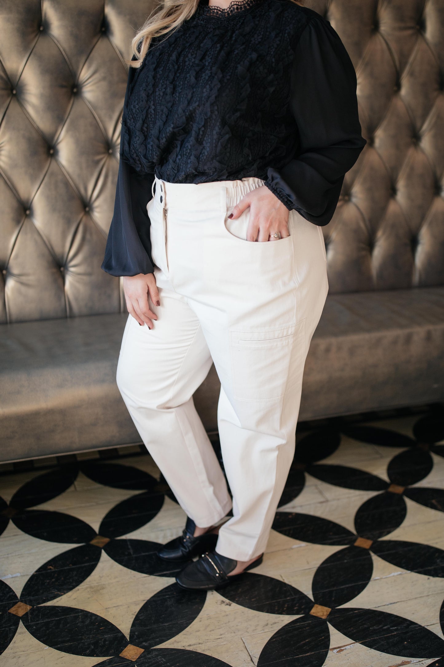 Peighton Paper Bag Pants in Ecru